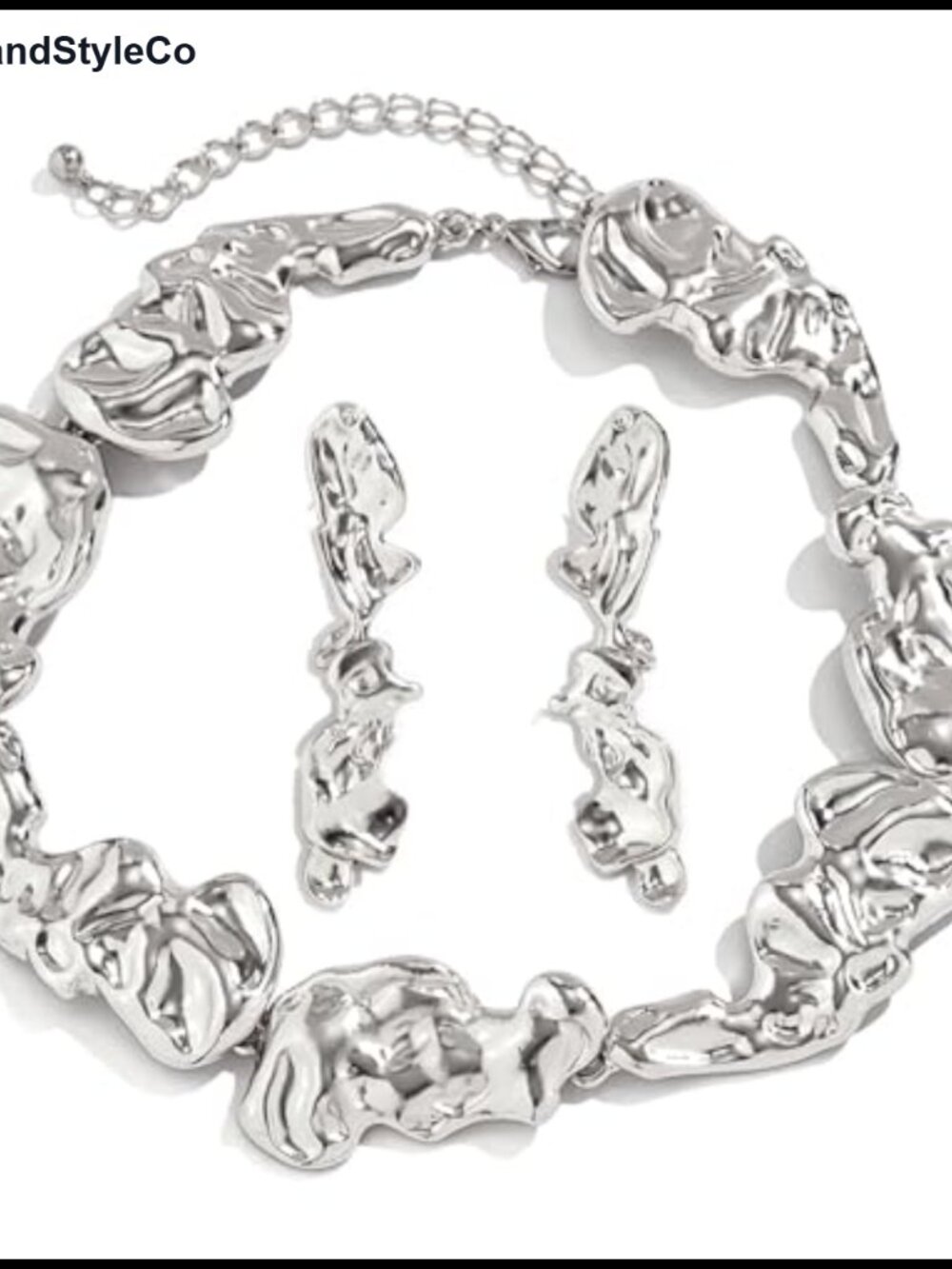 Gold Plated Irregular Lava Choker Necklace Earrings Set Punk